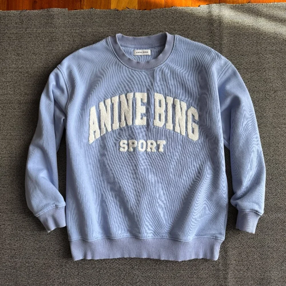 Anine Bing Tyler Sweatshirt Light Blue/White - Picture 6 of 17